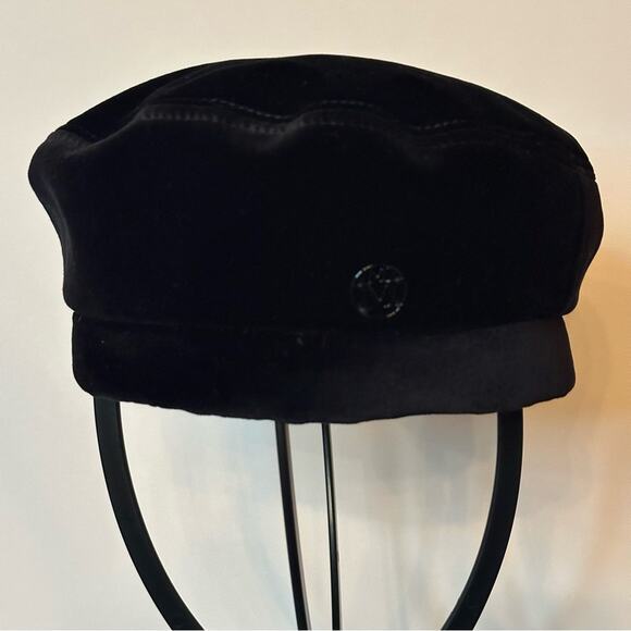 Maison Michel Paris New Billy Black Velvet Beret size M 58 cm Designer Hat main image 5